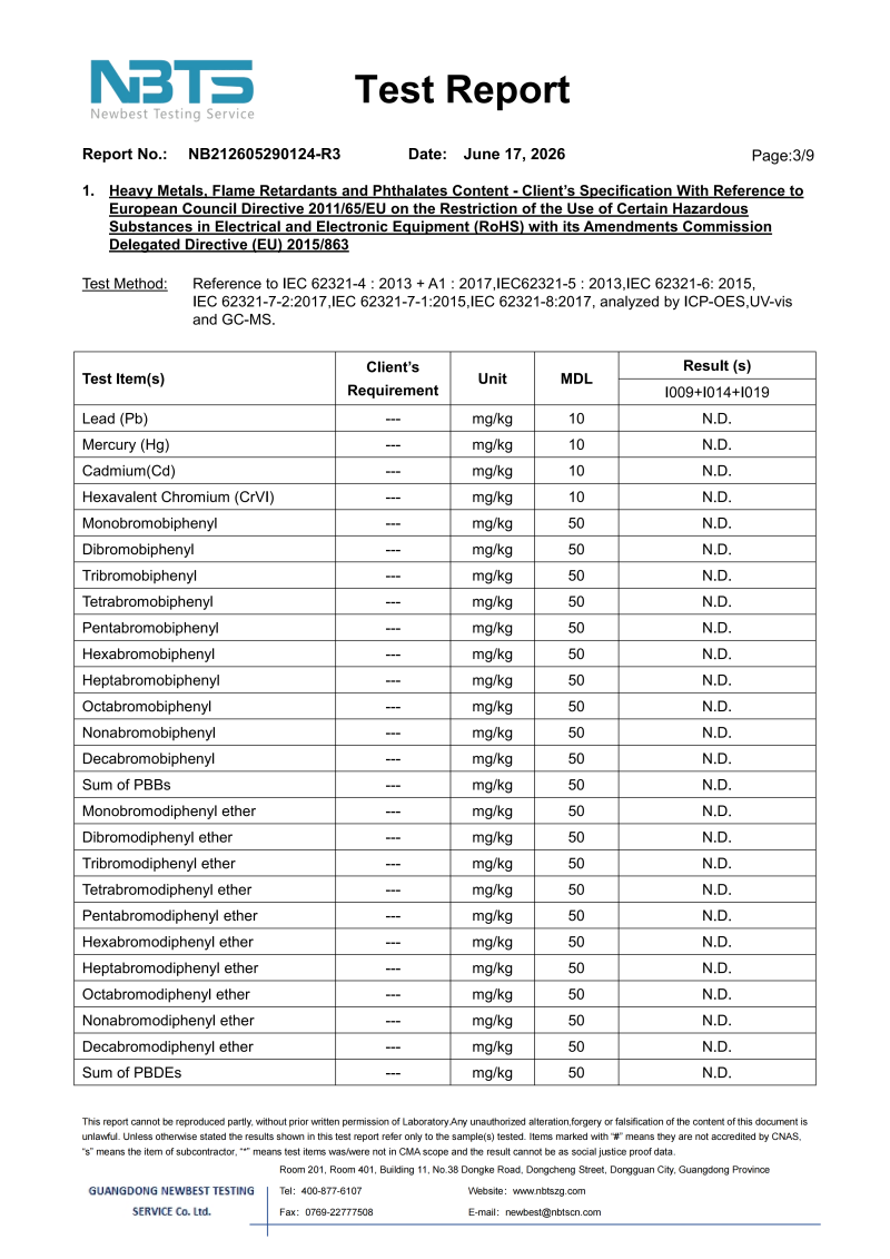 2026 Test Items Report of Wolee bearing 6001-2RS,6801-2RS,6901-2RS and SS694ZZ